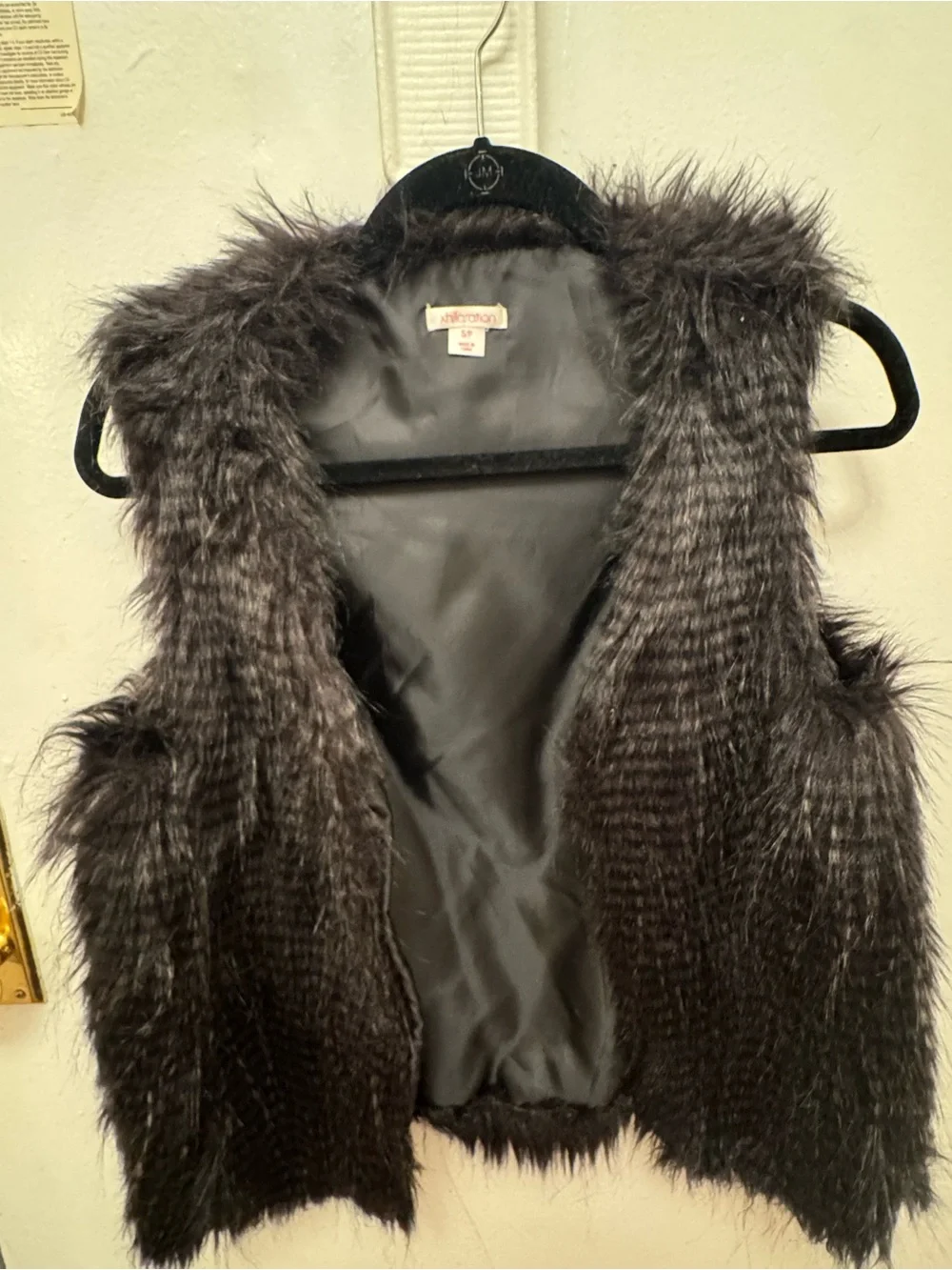 Xhilaration Charcoal Black Shaggy Faux Fur Vest